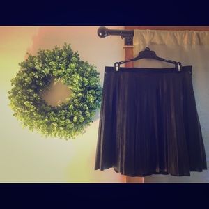 J.Crew pleated black pleather skirt